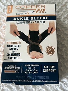 Copper Fit Ankle Sleeve Compress. Unisex, Black L/XL